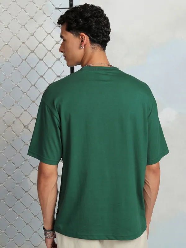 Highlander Men Green Printed Round Neck T-Shirt