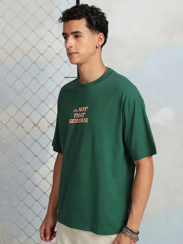 Highlander Men Green Printed Round Neck T-Shirt