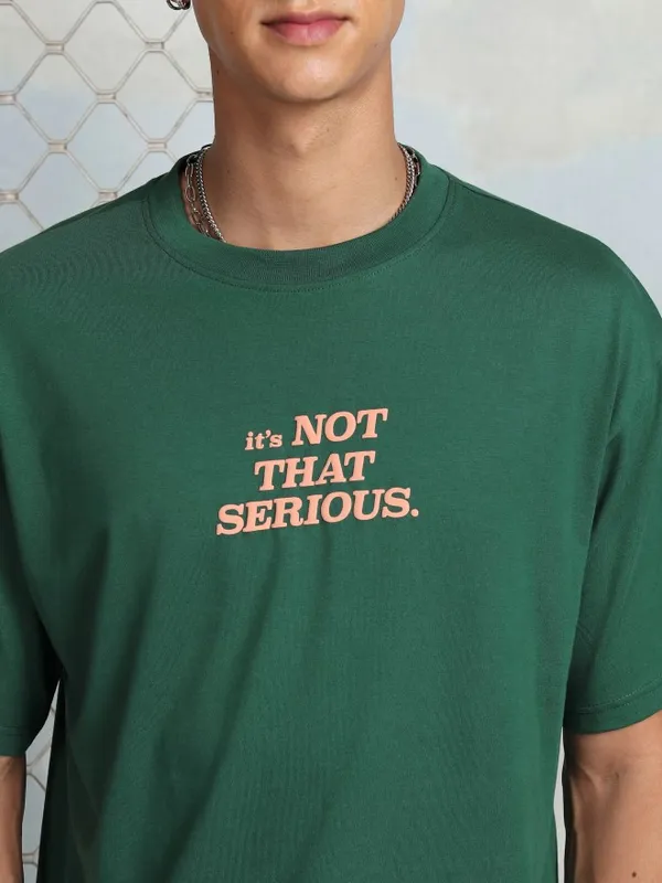 Highlander Men Green Printed Round Neck T-Shirt