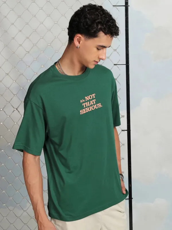 Highlander Men Green Printed Round Neck T-Shirt
