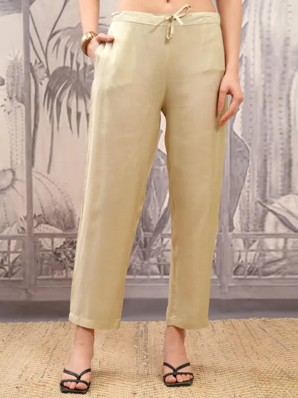 Vishudh Women Cream Printed Kurta With Trousers And Dupatta