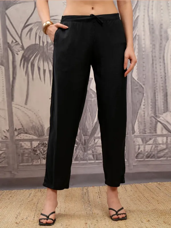 Vishudh Women Black Printed Kurta With Trousers And Dupatta