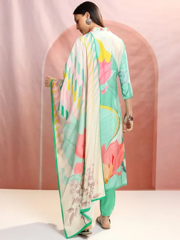 Vishudh Women Multi Printed Kurta With Trouser And Dupatta