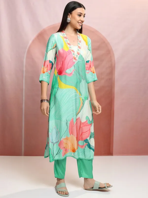 Vishudh Women Multi Printed Kurta With Trouser And Dupatta