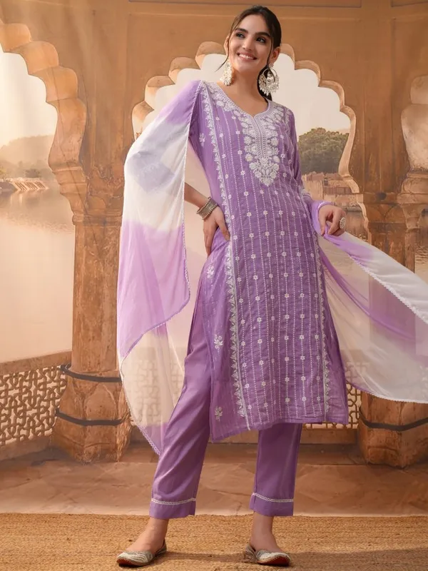 Women Kurta With Trousers & Dupatta