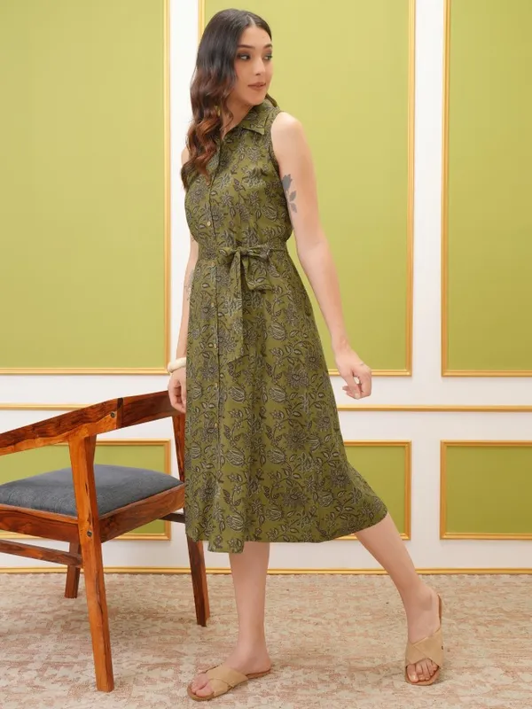  Vishudh Women Mustard Printed Shirt Dresses