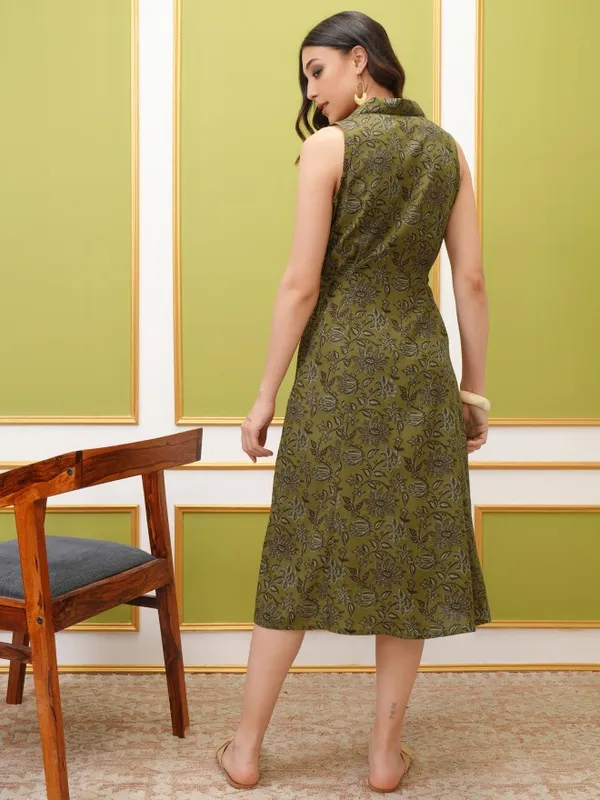  Vishudh Women Mustard Printed Shirt Dresses