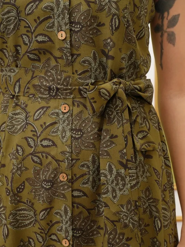  Vishudh Women Mustard Printed Shirt Dresses