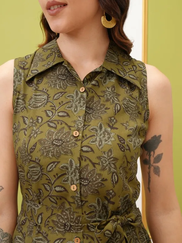  Vishudh Women Mustard Printed Shirt Dresses