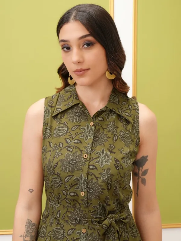  Vishudh Women Mustard Printed Shirt Dresses