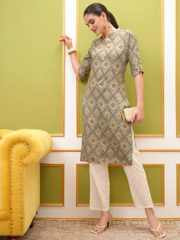  Vishudh Women Brown Printed Straight Kurtas
