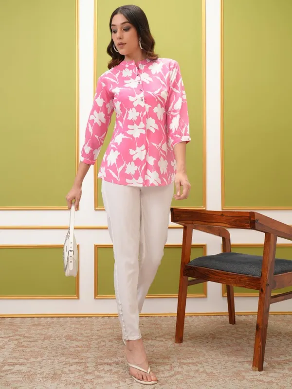  Vishudh Women Pink Printed Shirt Style Tops