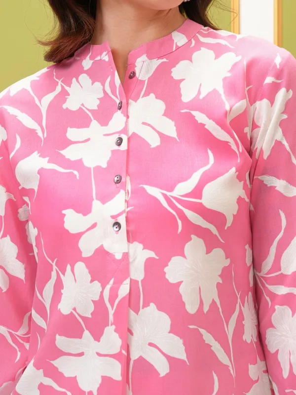  Vishudh Women Pink Printed Shirt Style Tops