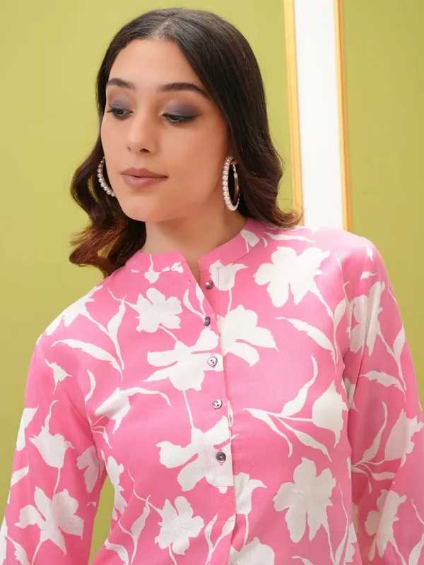  Vishudh Women Pink Printed Shirt Style Tops