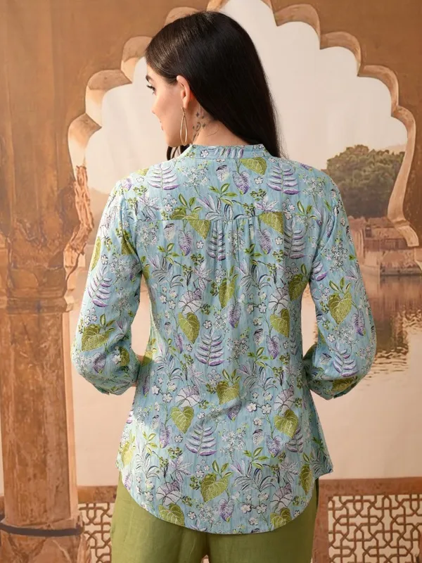Printed Shirt Style Top