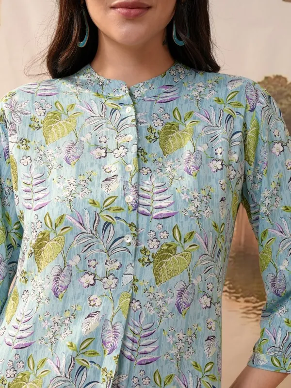Printed Shirt Style Top