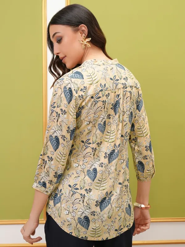  Vishudh Women Yellow Printed Shirt Style Tops