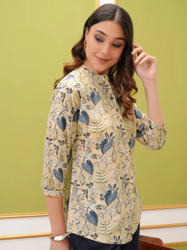  Vishudh Women Yellow Printed Shirt Style Tops