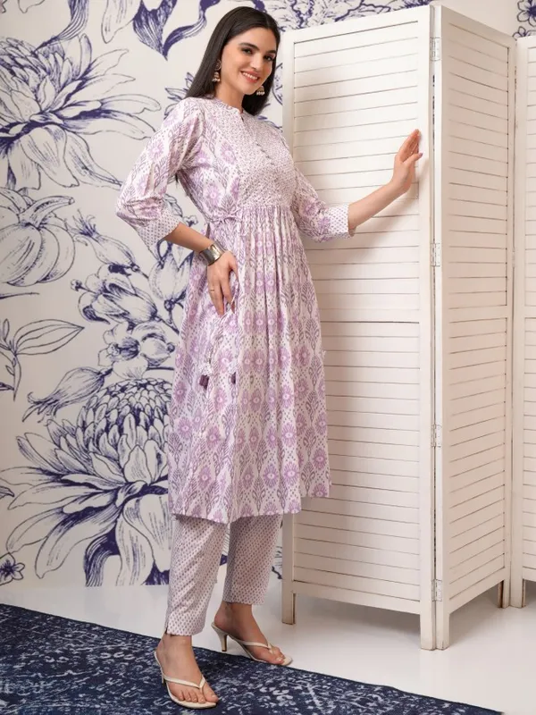 Vishudh Women Pink Printed Kurta With Trousers And Dupatta