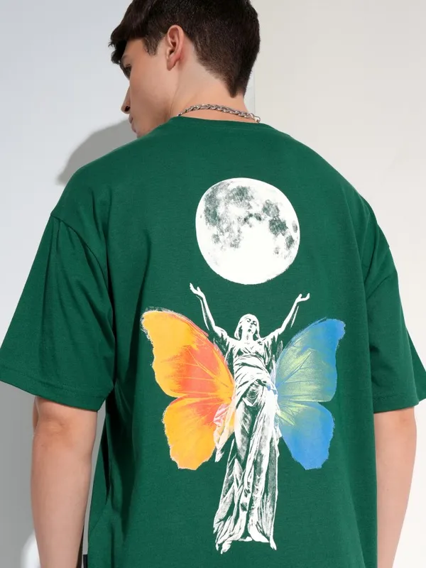 Highlander Men Green Printed Round Neck T-Shirt