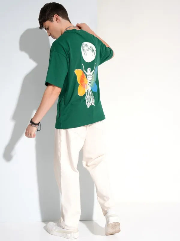 Highlander Men Green Printed Round Neck T-Shirt