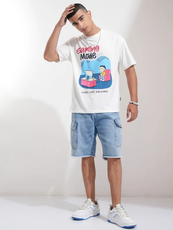 Highlander Men Off White Printed Relaxed Fit T-Shirt