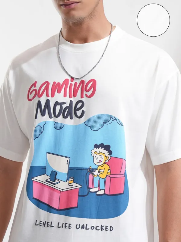 Highlander Men Off White Printed Relaxed Fit T-Shirt