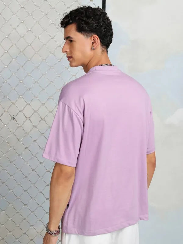 Highlander Men Mauve Printed Round Neck T-Shirt