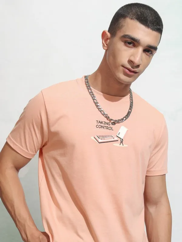 Highlander Men Coral Printed Round Neck Regular Fit T-Shirt