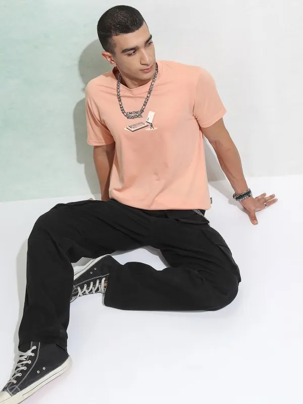 Highlander Men Coral Printed Round Neck Regular Fit T-Shirt