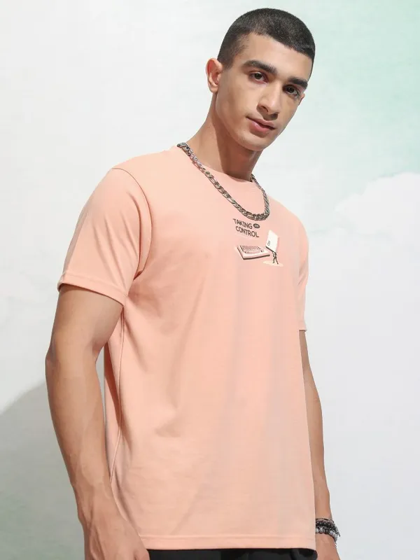 Highlander Men Coral Printed Round Neck Regular Fit T-Shirt