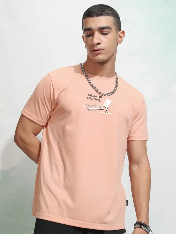 Highlander Men Coral Printed Round Neck Regular Fit T-Shirt