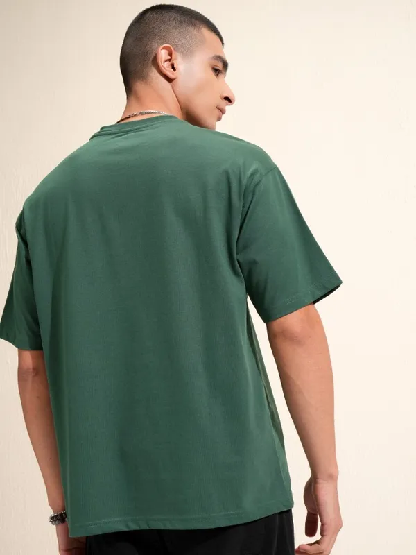 Highlander Men Green Printed Relaxed Fit T-Shirt