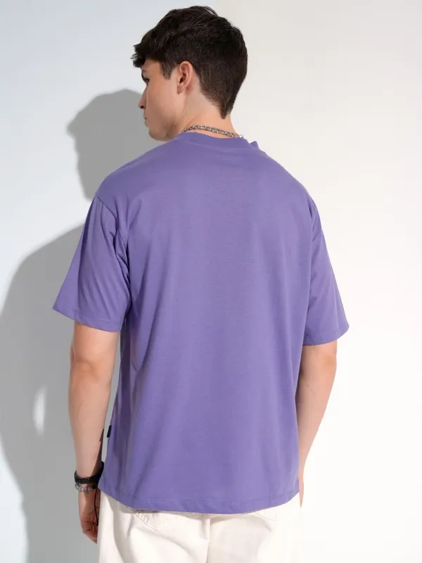 Highlander Men Purple Printed Round Neck T-Shirt