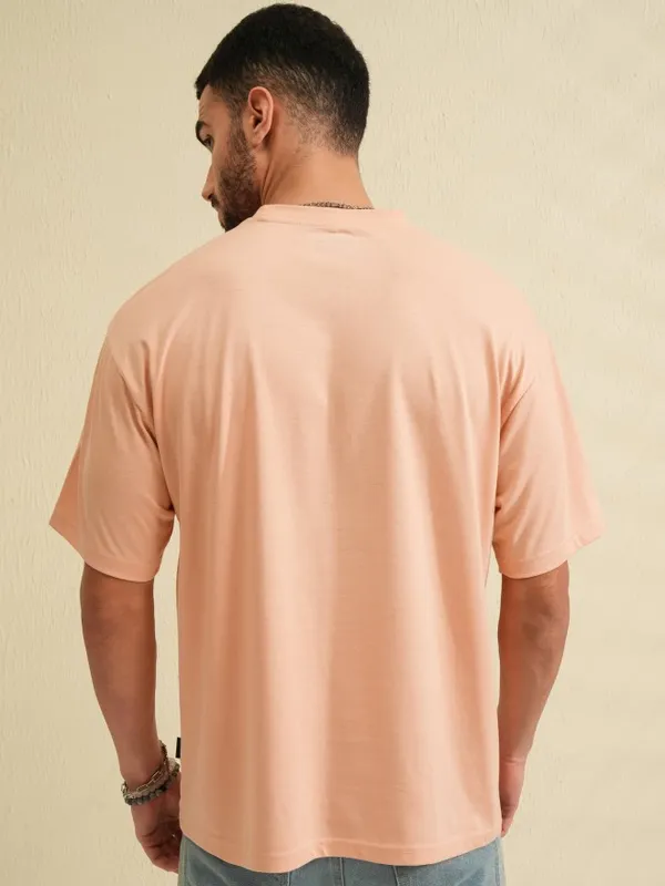 Locomotive Men Coral Printed Round Neck Relaxed Fit T-Shirt