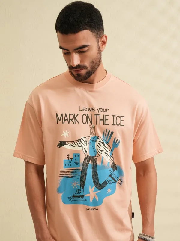 Men Printed Round Neck Relaxed Fit T-Shirt