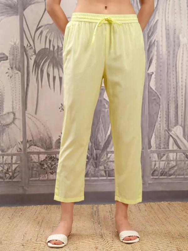 Vishudh Women Yellow Embroidered Kurta With Palazzo