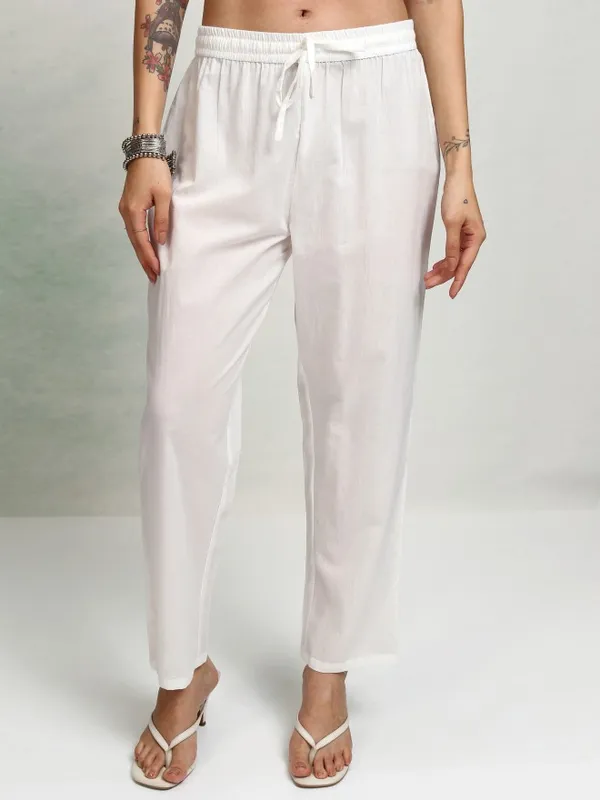 Vishudh Women White Printed Kurta With Trousers And Dupatta