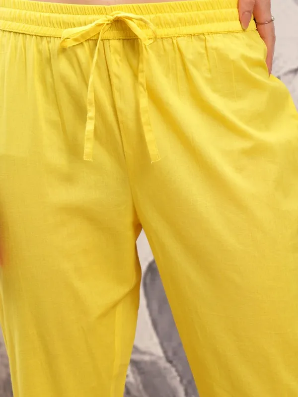 Vishudh Women Yellow Printed Kurta With Trousers And Dupatta