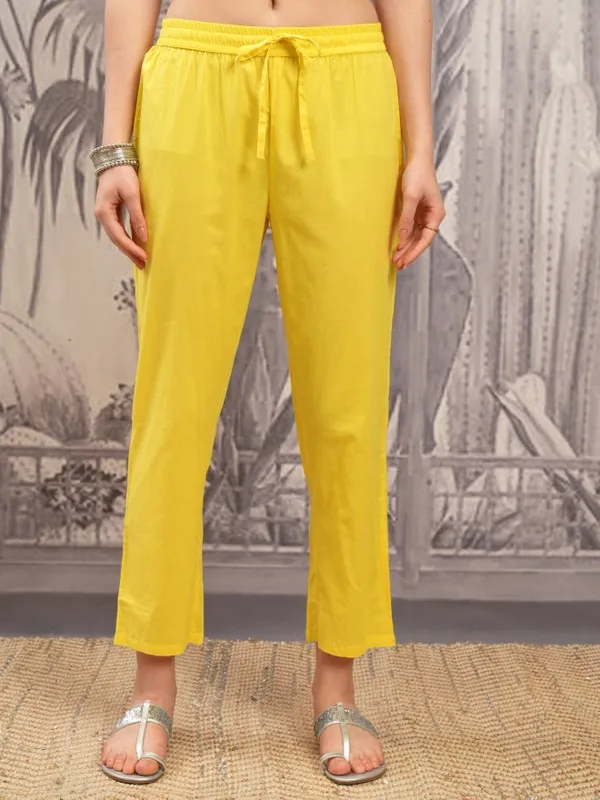 Vishudh Women Yellow Printed Kurta With Trousers And Dupatta