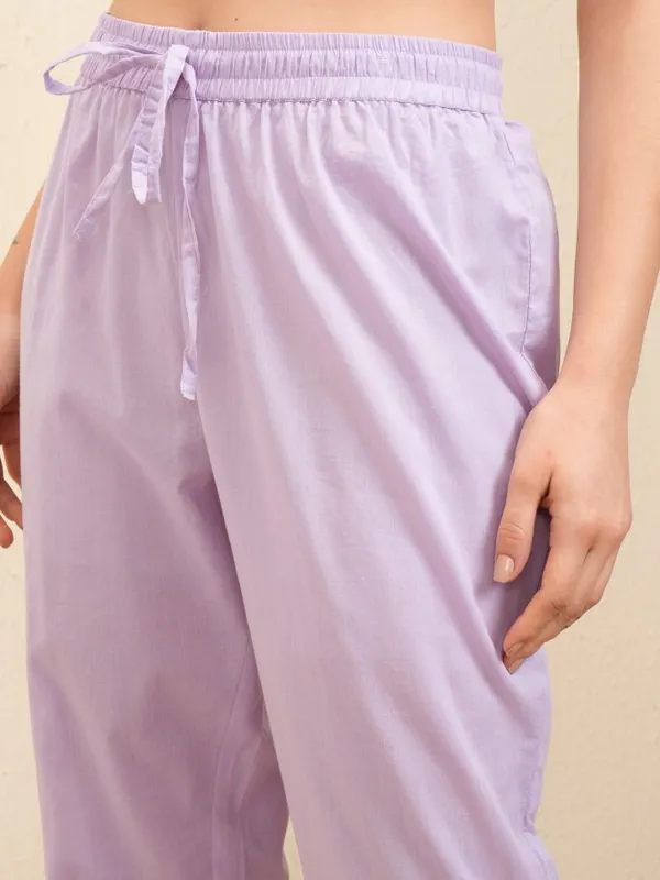 Vishudh Women Lavender Embroidered Kurta With Trousers And Dupatta
