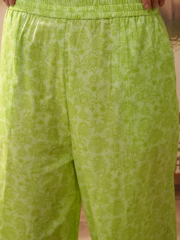 Vishudh Women Green Shirt With Trousers Co-Ords