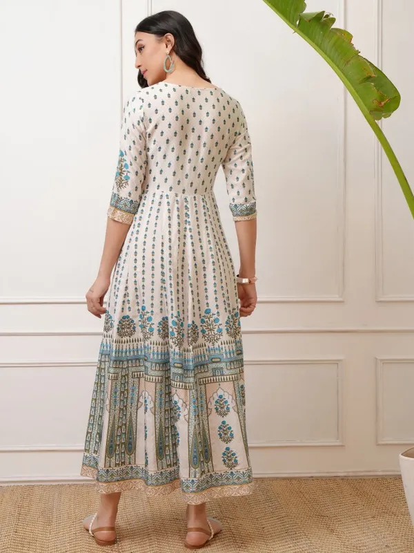 Vishudh Women Blue Embroidered Maxi Dress