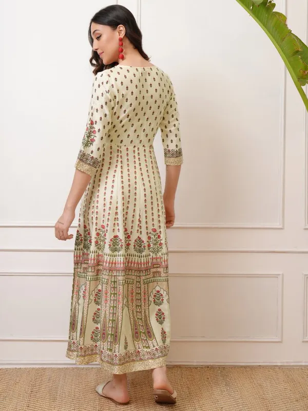 Vishudh Women Peach Embroidered Maxi Dress