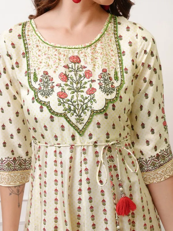 Vishudh Women Peach Embroidered Maxi Dress