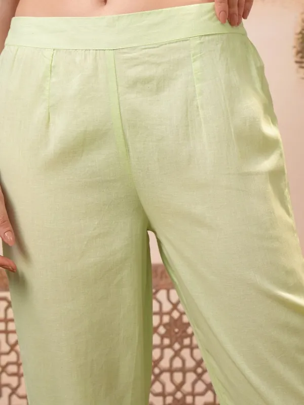 Vishudh Women Green Printed Kurta With Trouser And Dupatta