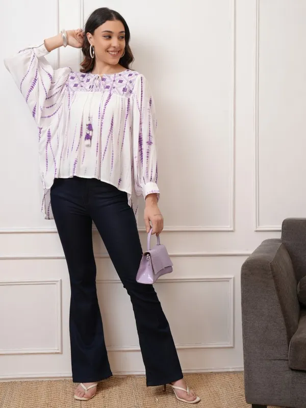 Vishudh Women Purple Self Design Top