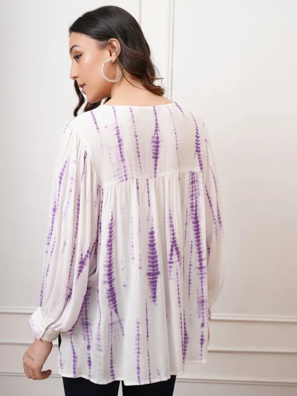 Vishudh Women Purple Self Design Top