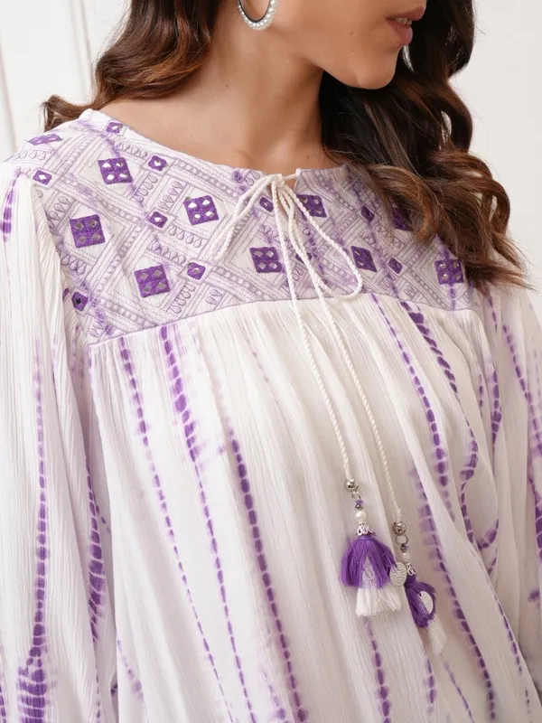 Vishudh Women Purple Self Design Top