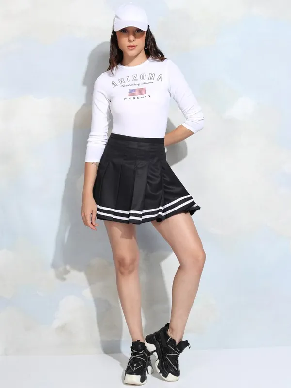 Tokyo Talkies Women White Printed Fitted Top